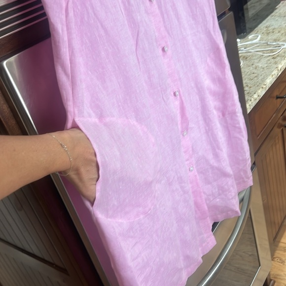 KAL RIEMAN KIMONO SHIRT DRESS, NWT, short sleeve, collared, light pink, size XL - Picture 3 of 14